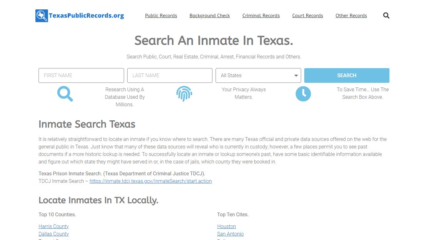 Texas Inmate Search: TX TDCJ Prison & Jail Lookup. - Texas Public Records